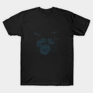 Battery Drum Silhouette Shape Text Word Cloud T-Shirt